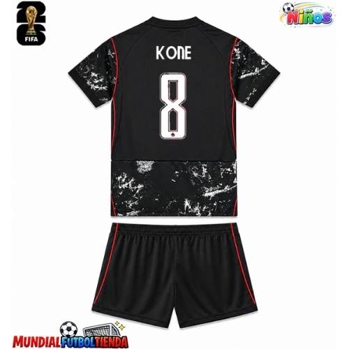 Camiseta Canadá Ismael Kone #8 Segunda Equipación Replica Mundial 2026 para niños mangas cortas (+ Pantalones cortos)